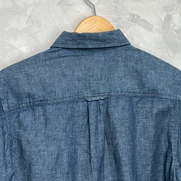 Vince Camuto Men Classic Fit Chambray Long Sleeves Casual Shirt, Navy. Size S - Picture 7 of 9